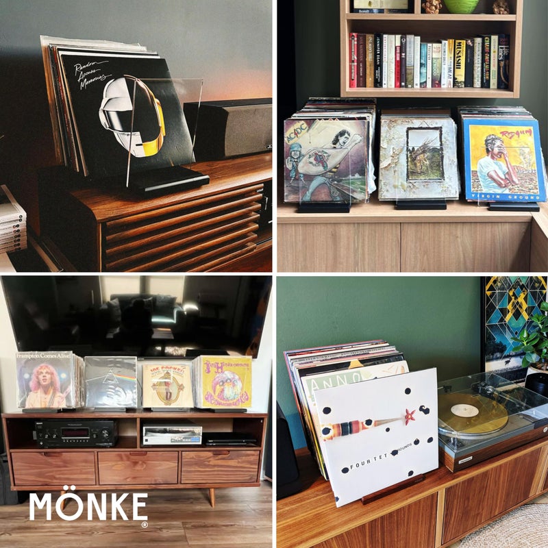 MÃ–NKE Premium Vinyl Record Storage - a Mid-Century Style Record Holder for Albums, 60-70 LP Capacity - Complements Any Record Player (Brown) - Image 2